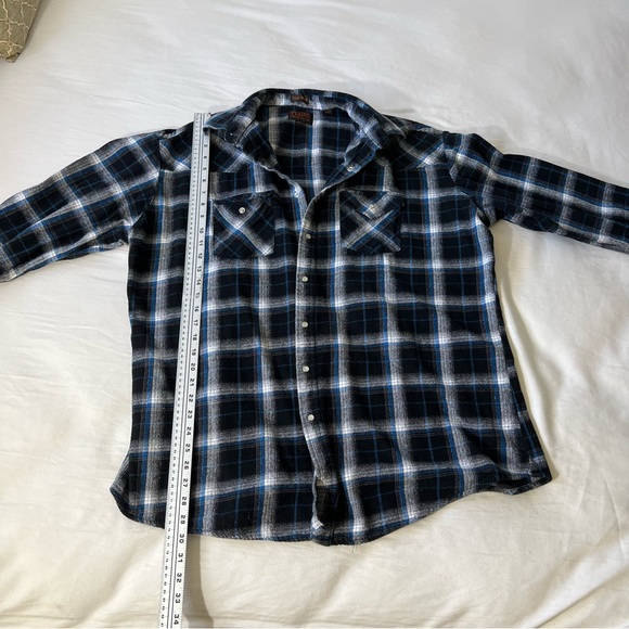 Plains Western Wear Blue Buffalo Plaid Long Sleeve Shirt Tall Man Size 2XLT - Picture 4 of 9